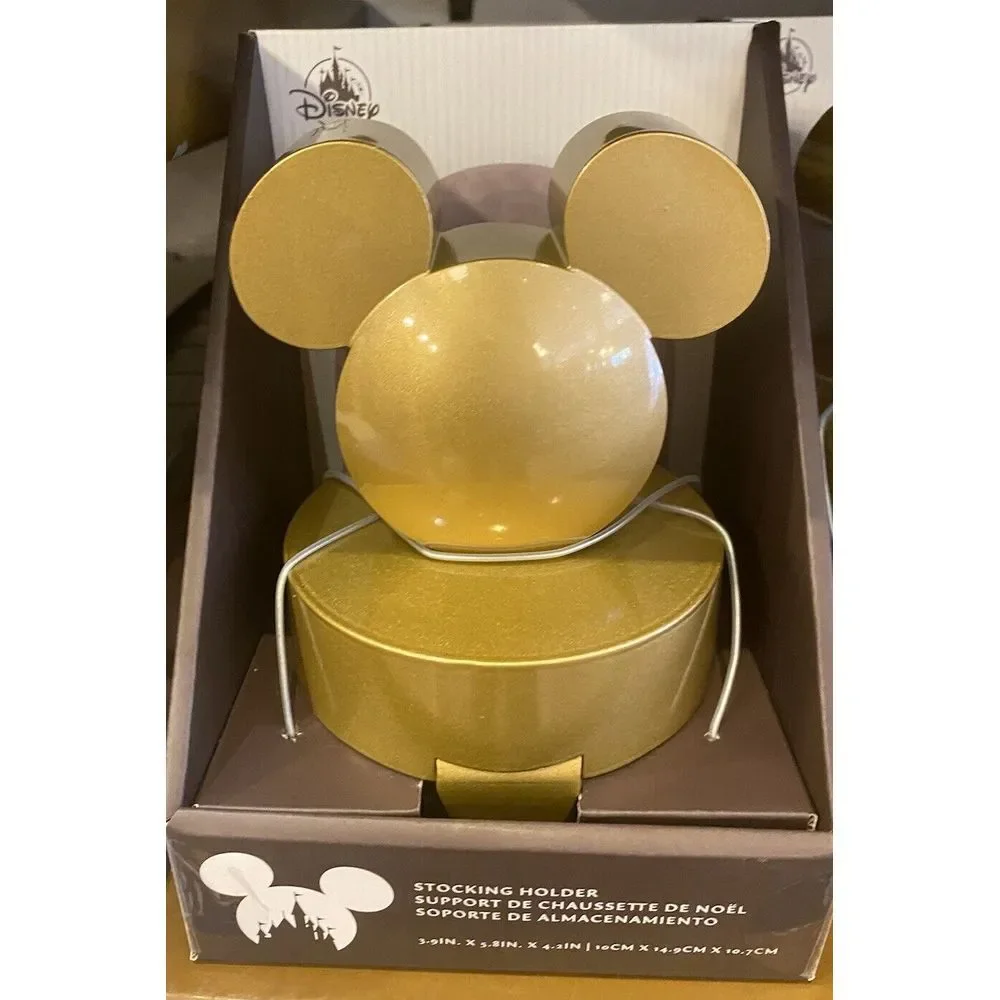 2024 Disney Parks Mickey Mouse Stocking Holder Icon Hanger‎ Gold Metal NEW